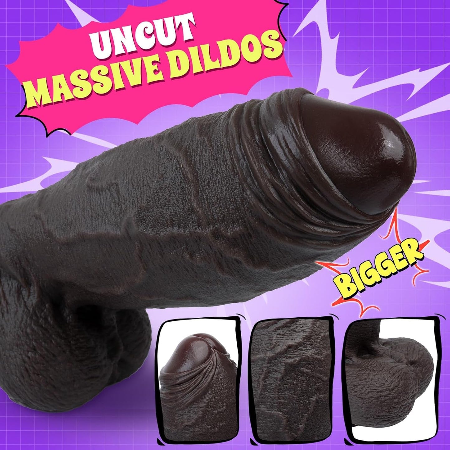 MightyGirth XXL Uncut Suction Cup Ebony Dildo 3" Diameter - Vixen | Nova Network