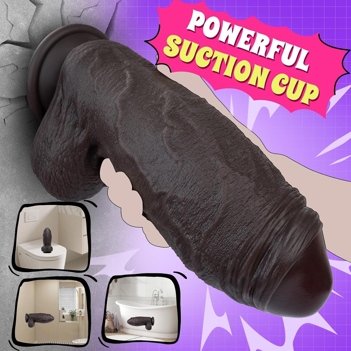 MightyGirth XXL Uncut Suction Cup Ebony Dildo 3" Diameter - Vixen | Nova Network
