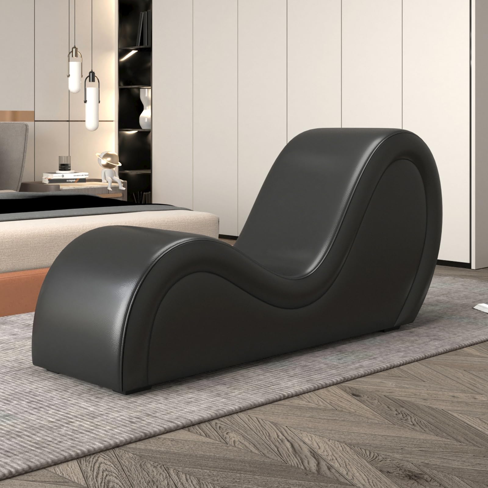 Modern Curved Faux Leather Seduction Chaise - Vixen | Nova Network