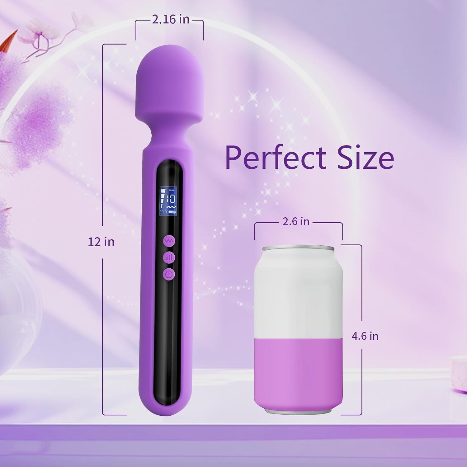 MystiqueWand 12" Wand Vibrator with LCD Display - Vixen Adult Playroom