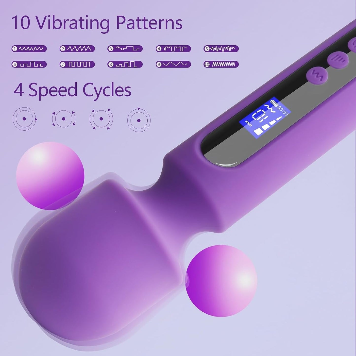 MystiqueWand 12" Wand Vibrator with LCD Display - Vixen Adult Playroom
