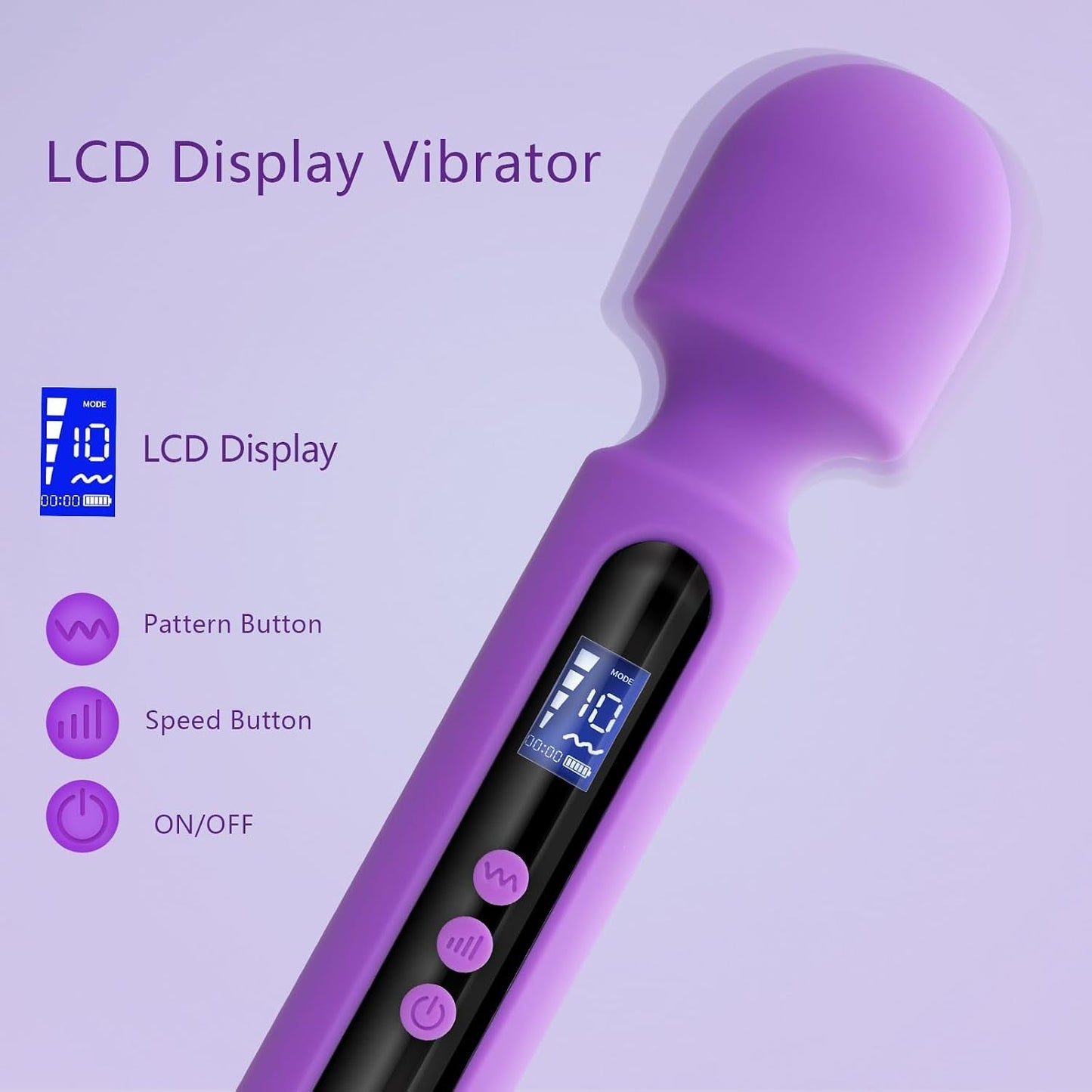 MystiqueWand 12" Wand Vibrator with LCD Display - Vixen Adult Playroom