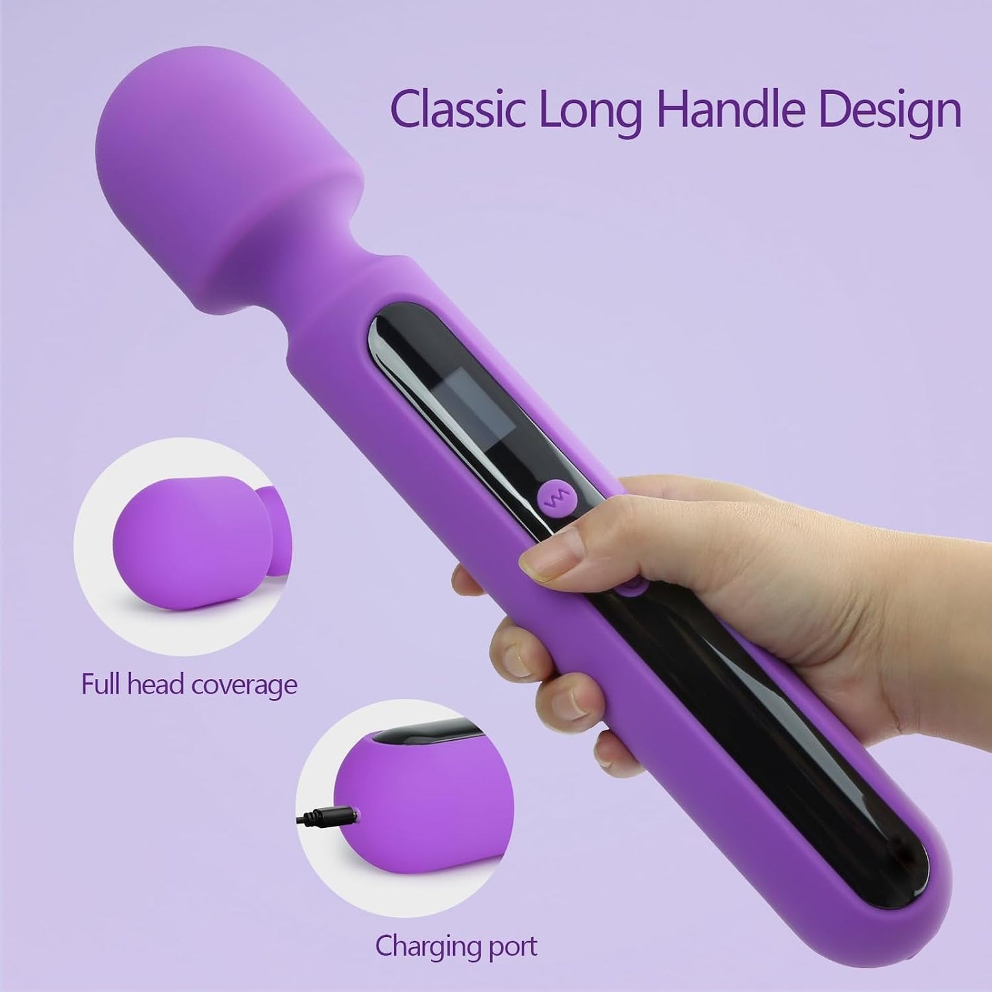MystiqueWand 12" Wand Vibrator with LCD Display - Vixen Adult Playroom