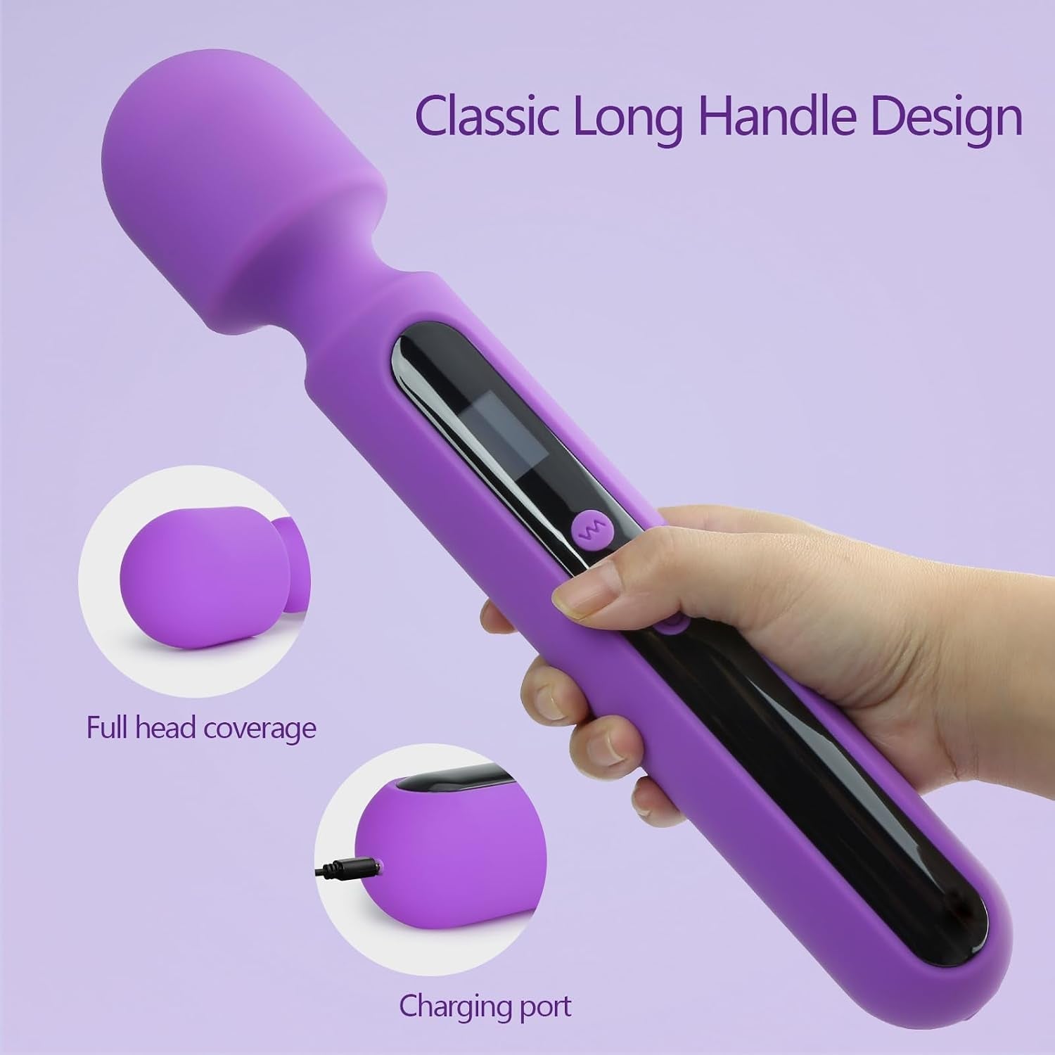MystiqueWand 12" Wand Vibrator with LCD Display - Vixen Adult Playroom