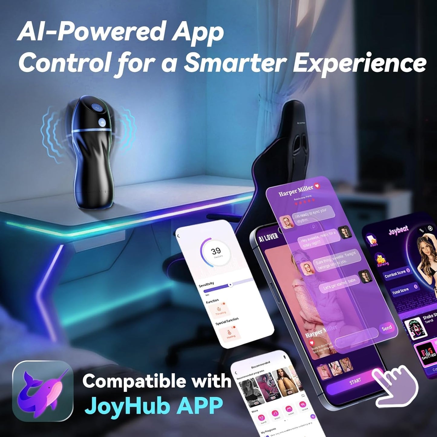 NeonLover AI Male Masturbator | App Control, Suction & Vibe - Vixen | Nova Network