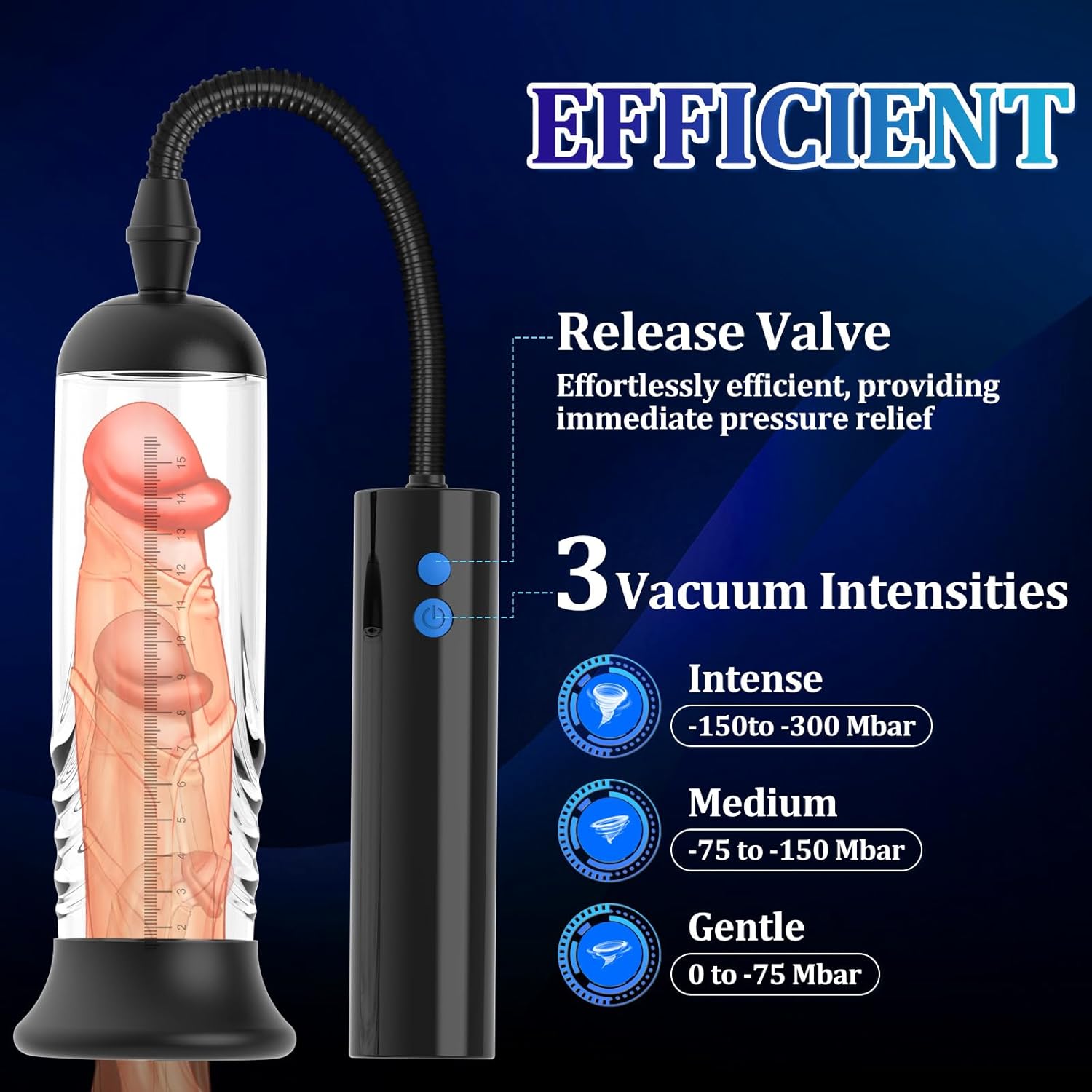 NightCap Penis Pump & Stroker | Wide-Edge, 3 Intensities - Vixen Adult Playroom