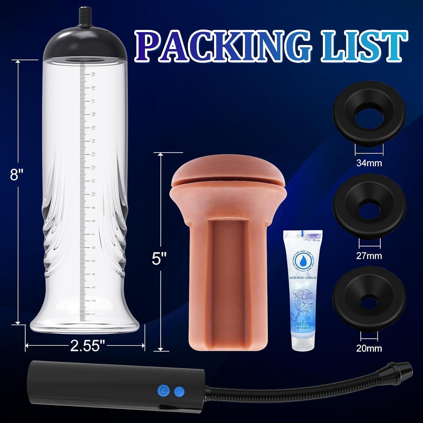 NightCap Penis Pump & Stroker | Wide-Edge, 3 Intensities - Vixen Adult Playroom