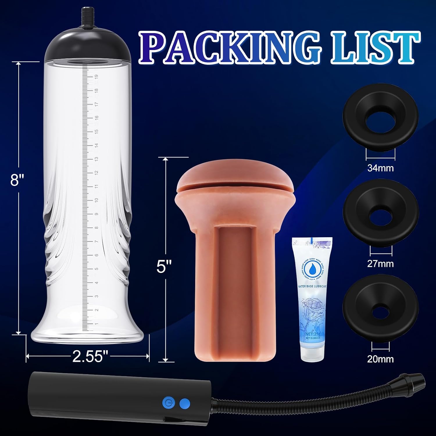 NightCap Penis Pump & Stroker | Wide-Edge, 3 Intensities - Vixen Adult Playroom