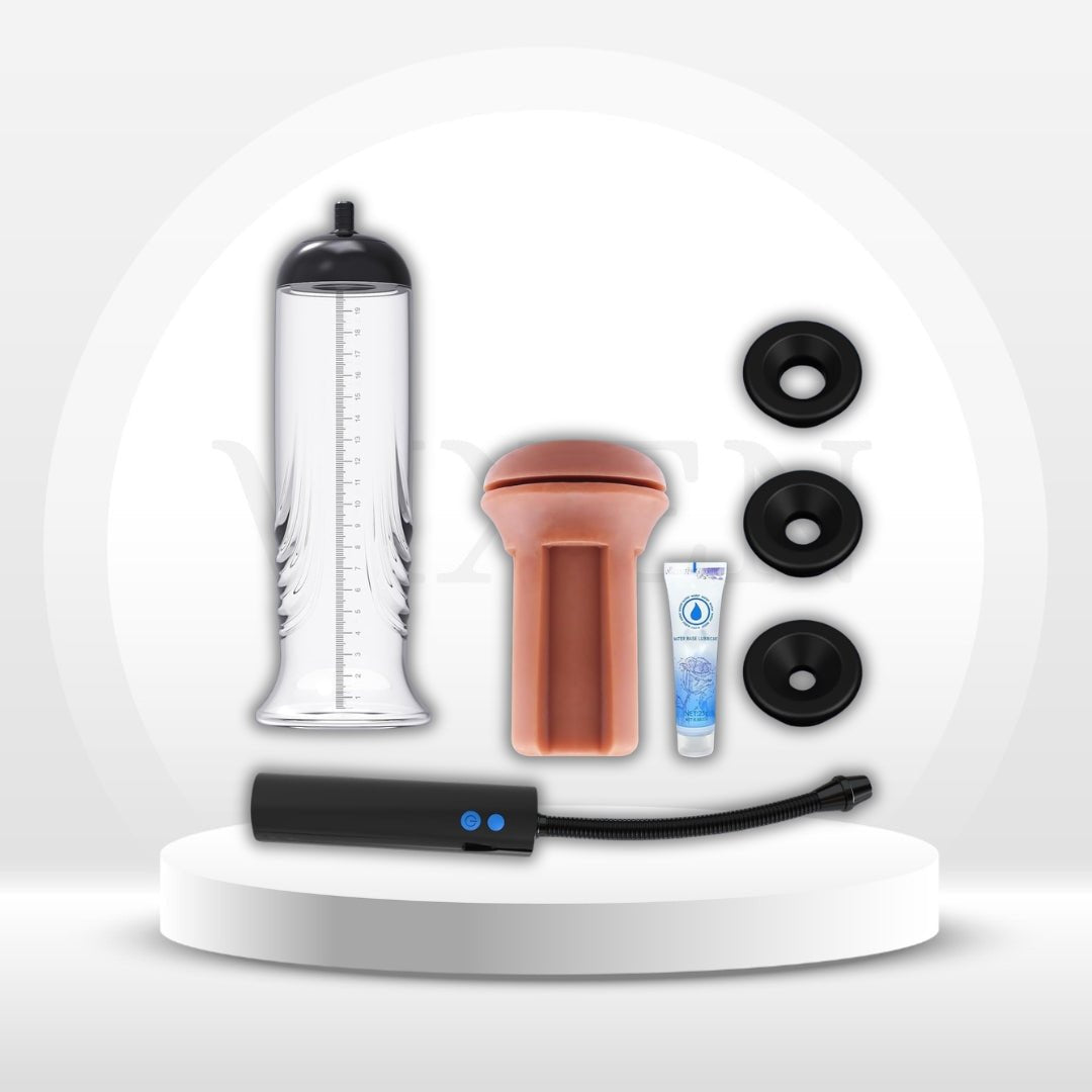 NightCap Penis Pump & Stroker | Wide-Edge, 3 Intensities - Vixen Adult Playroom