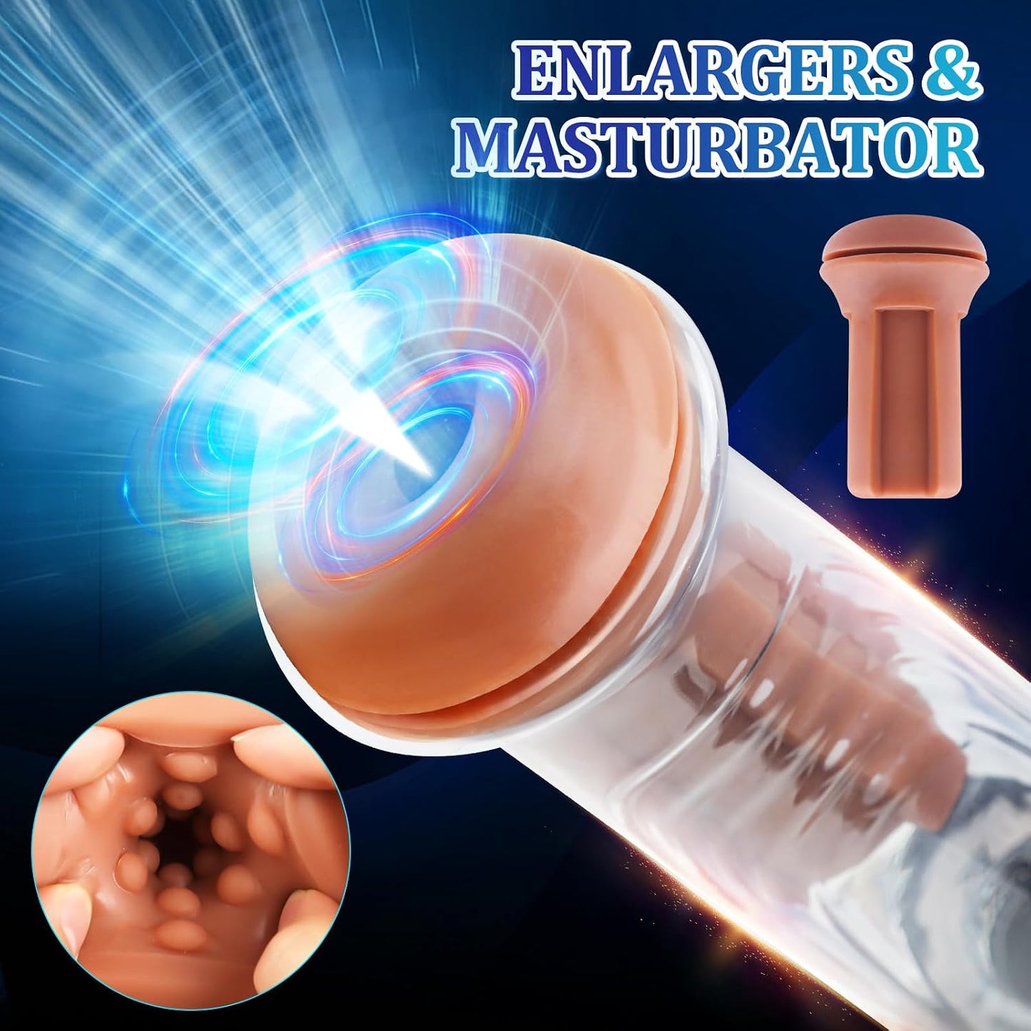 NightCap Penis Pump & Stroker | Wide-Edge, 3 Intensities - Vixen Adult Playroom