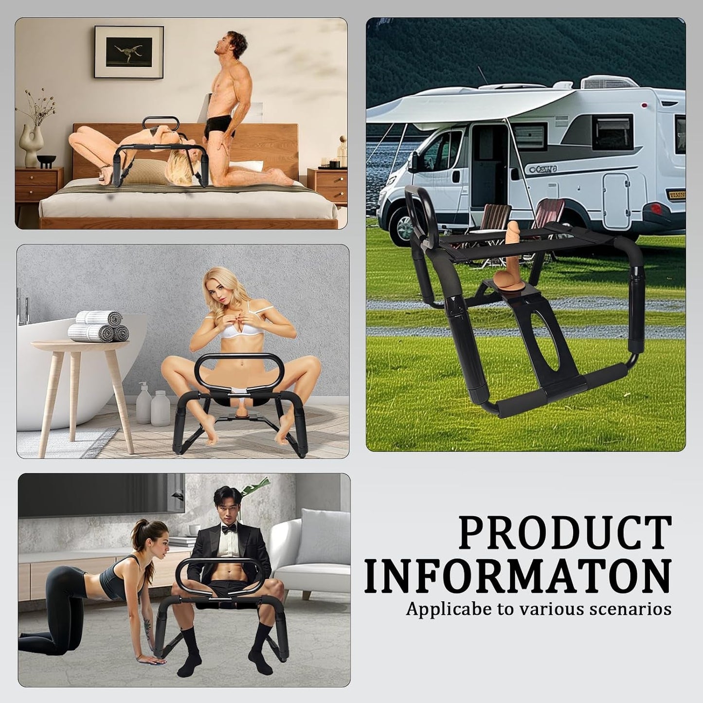 NocturneEdge Sex Bench | Adjustable, Handrails & Mount - Vixen Adult Playroom
