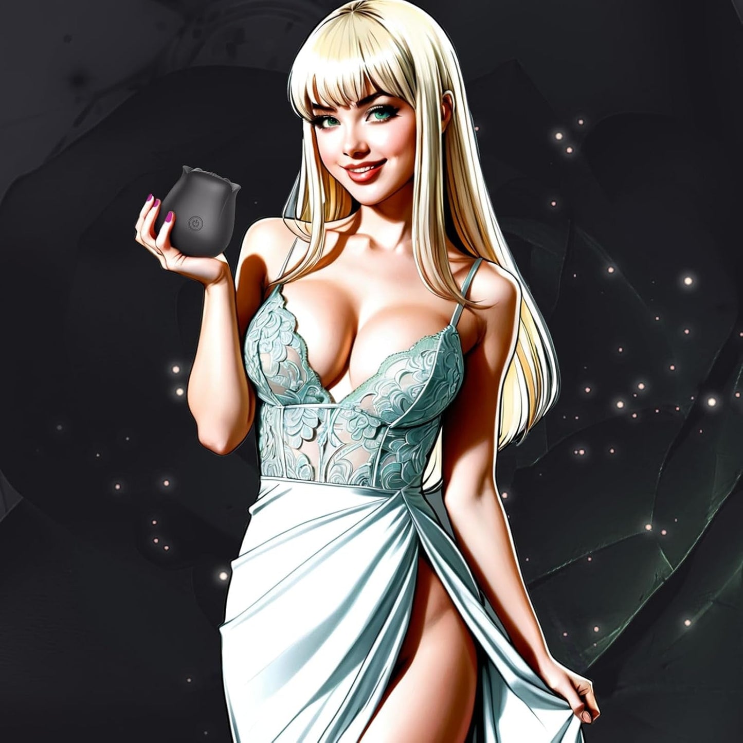 NoirBloom Black App Controlled Rose Suction Vibrator - Vixen | Nova Network