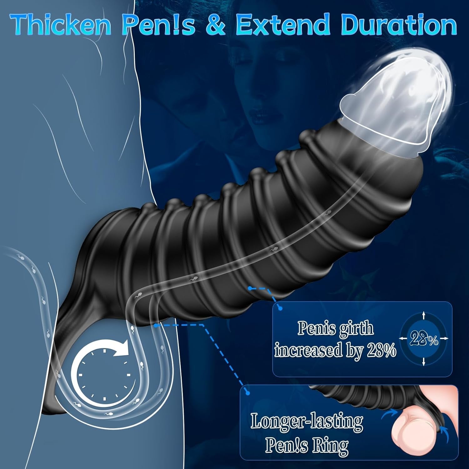 NoirGrip Textured Penis Girth Enhancer Sleeve - Vixen | Nova Network