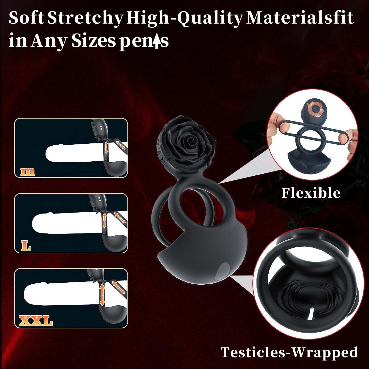 NoirPetal Rose Cock Ring Vibrator for Couples - Vixen | Nova Network