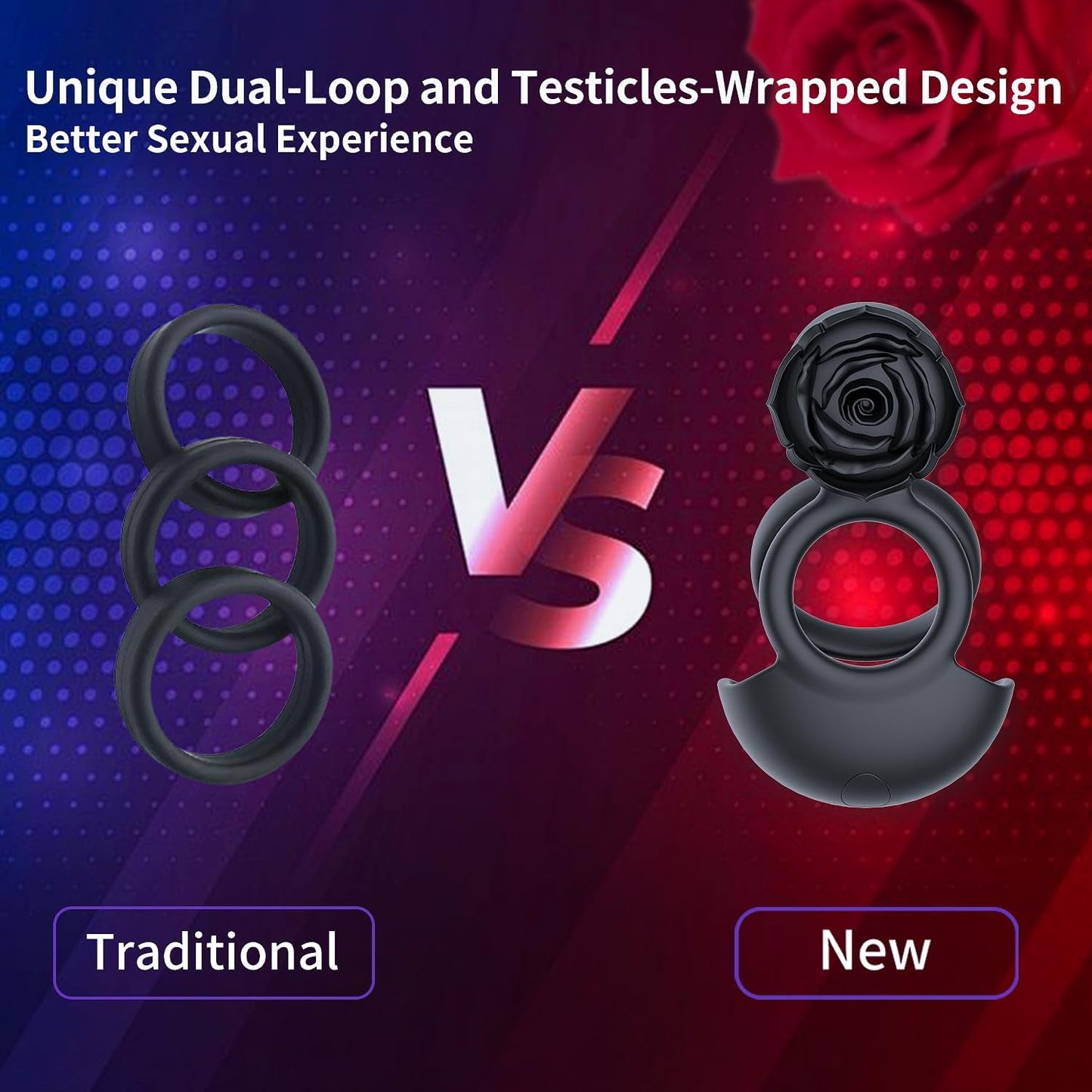 NoirPetal Rose Cock Ring Vibrator for Couples - Vixen | Nova Network