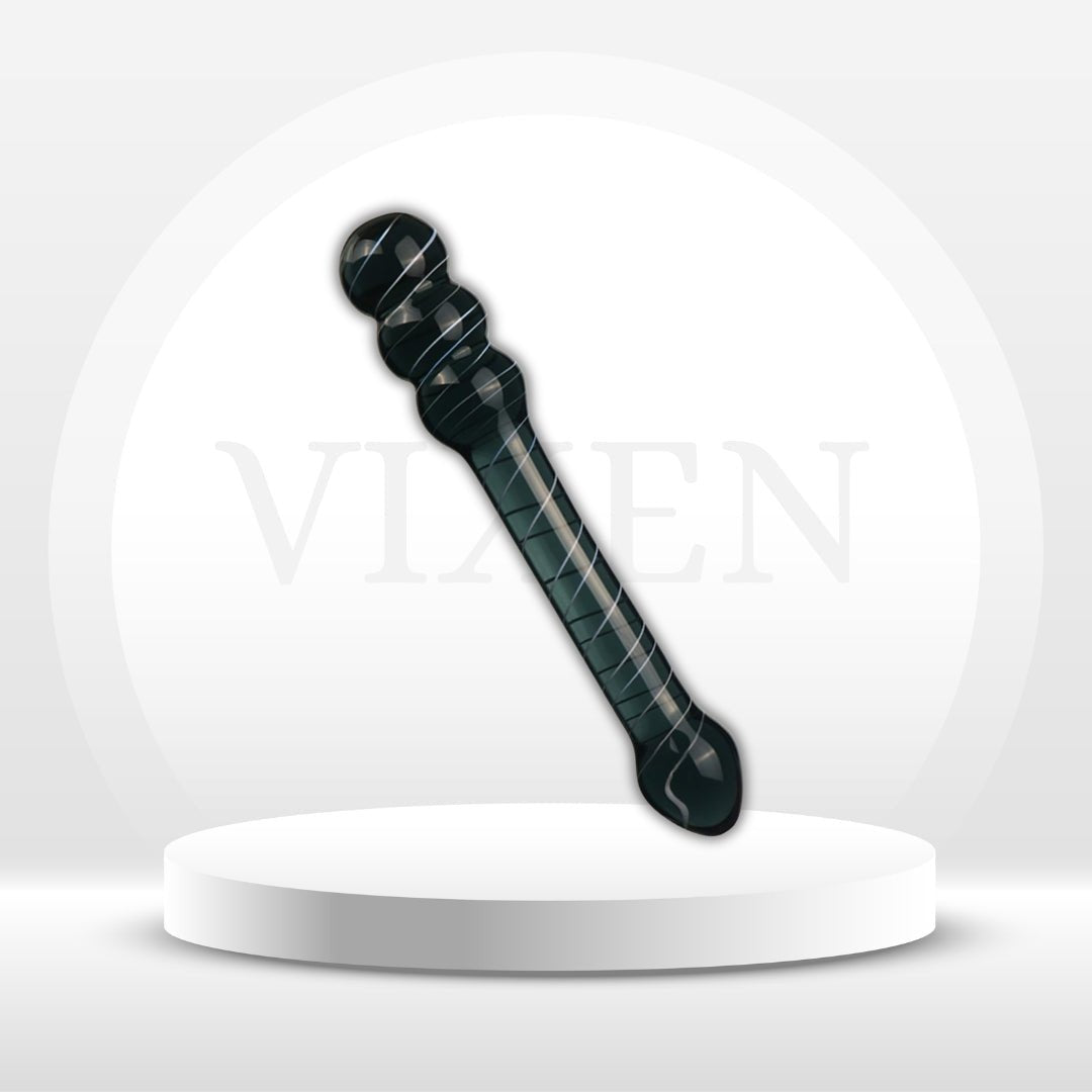 NoirScepter Black Double Ended Glass Dildo - Vixen | Nova Network