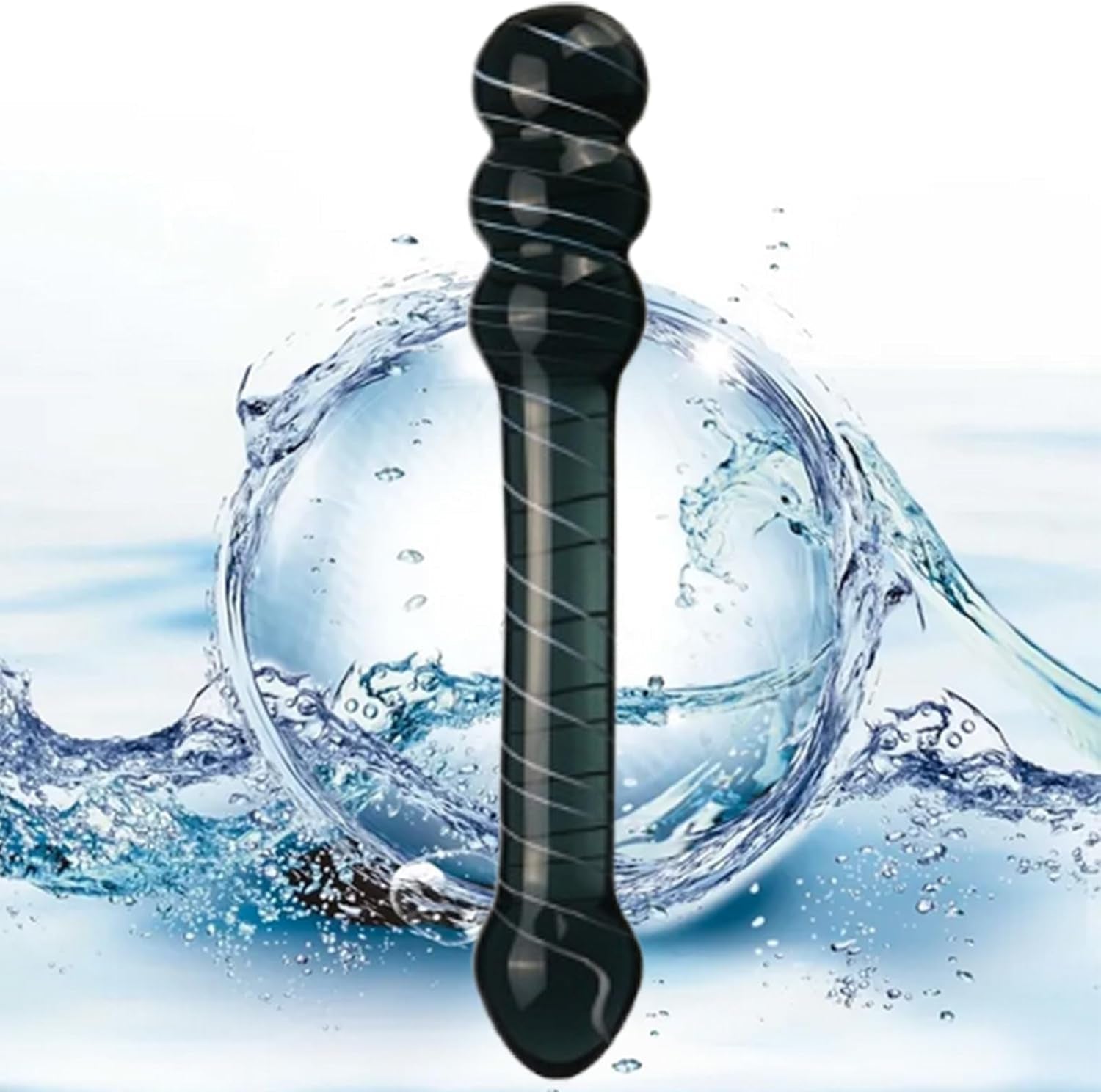 NoirScepter Black Double Ended Glass Dildo - Vixen | Nova Network