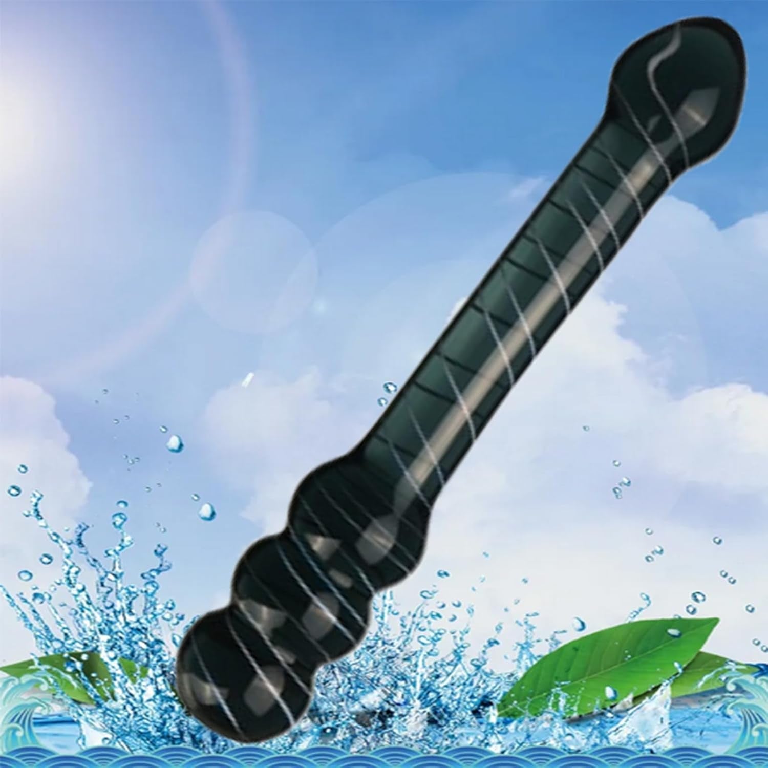 NoirScepter Black Double Ended Glass Dildo - Vixen | Nova Network