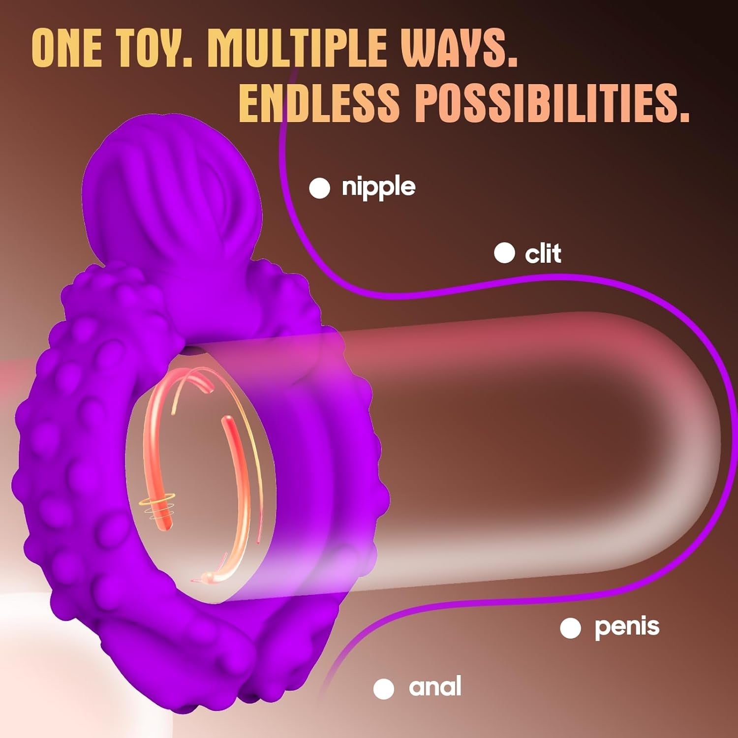 NovaHalo Vibrating Cock Ring, 9 Modes, C-Spot & IPX7 - Vixen Adult Playroom
