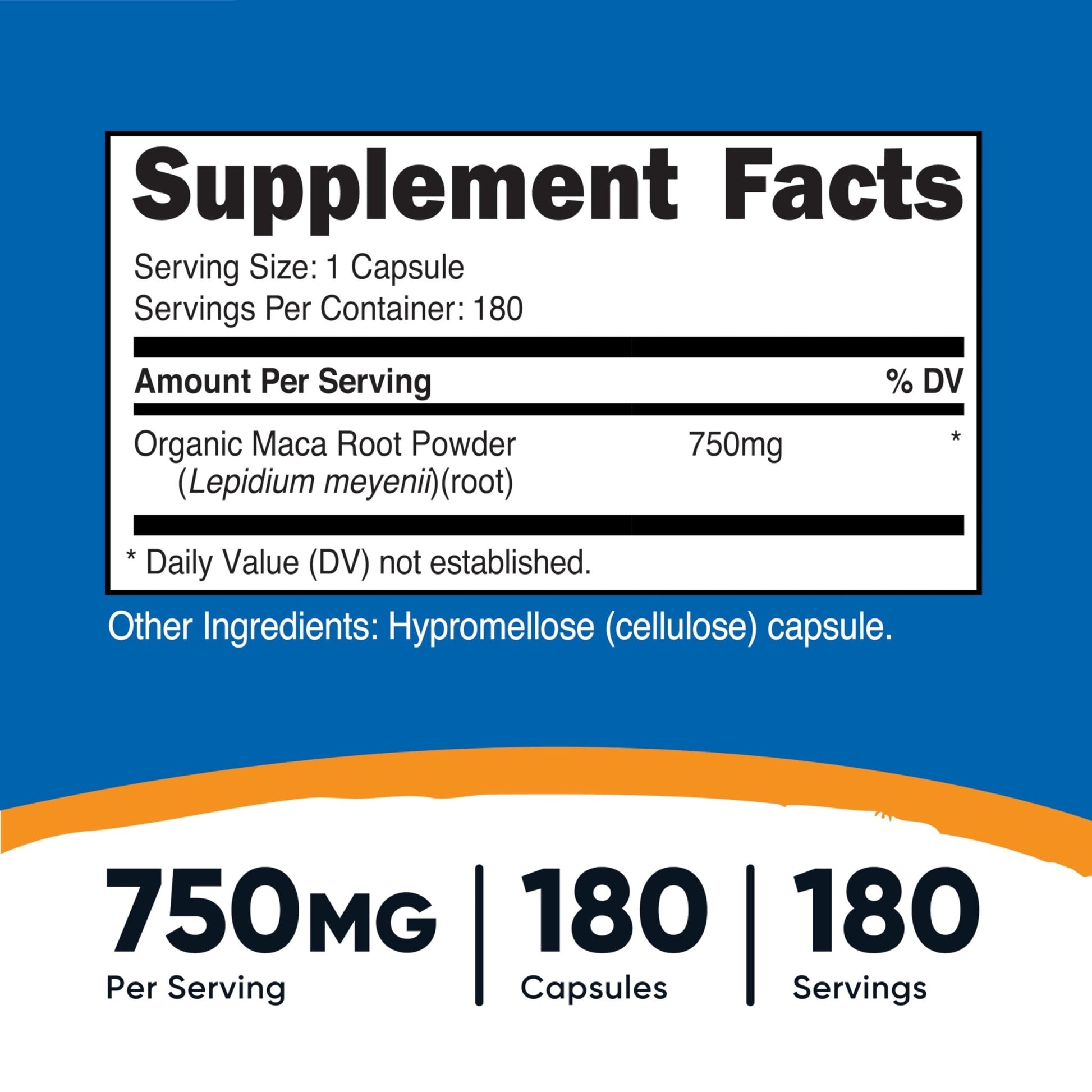 Nutricost Maca Root Capsules (Lepidium meyenii) 750mg, 180 Capsules, 180 Servings - Vixen Adult Playroom