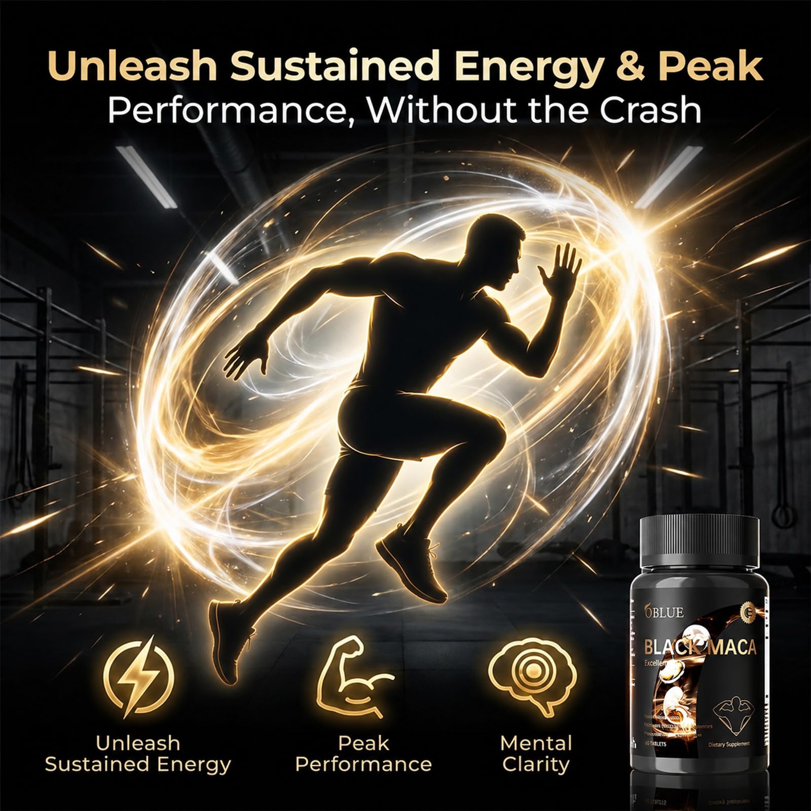 OBLUE Black Maca Excellence Supplement for Men, 800mg Black Maca Root Extract, Oyster, Saw Palmetto, Epimedium, Zinc & B12, Mens Vitality Supplements, Supports Natural Energy, Stamina & Performance - Vixen Adult Playroom