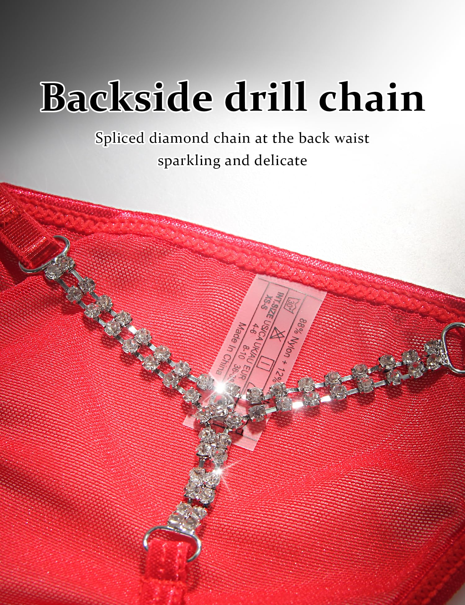 ohyeahlady Sexy Thongs for Women G Strings Tangas T - back Rhinestone Underwear Micro Panties Plus Size Bikini Lingerie Red M - L - Vixen | Nova Network