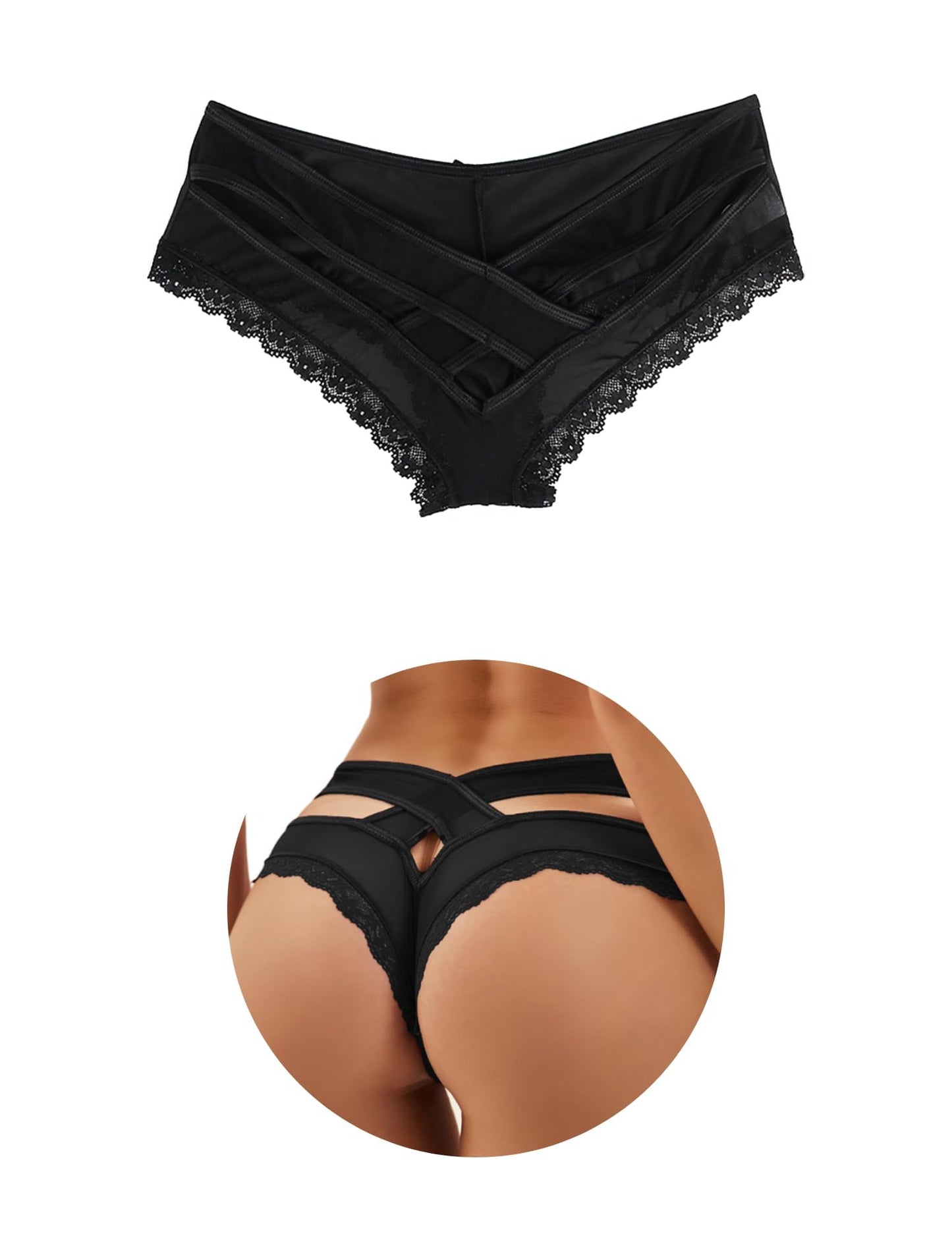ohyeahlady Women Sexy Criss Cross Underwear Seamless Bikini Naughty Panty Brief Thong Cheeky Black - Vixen | Nova Network
