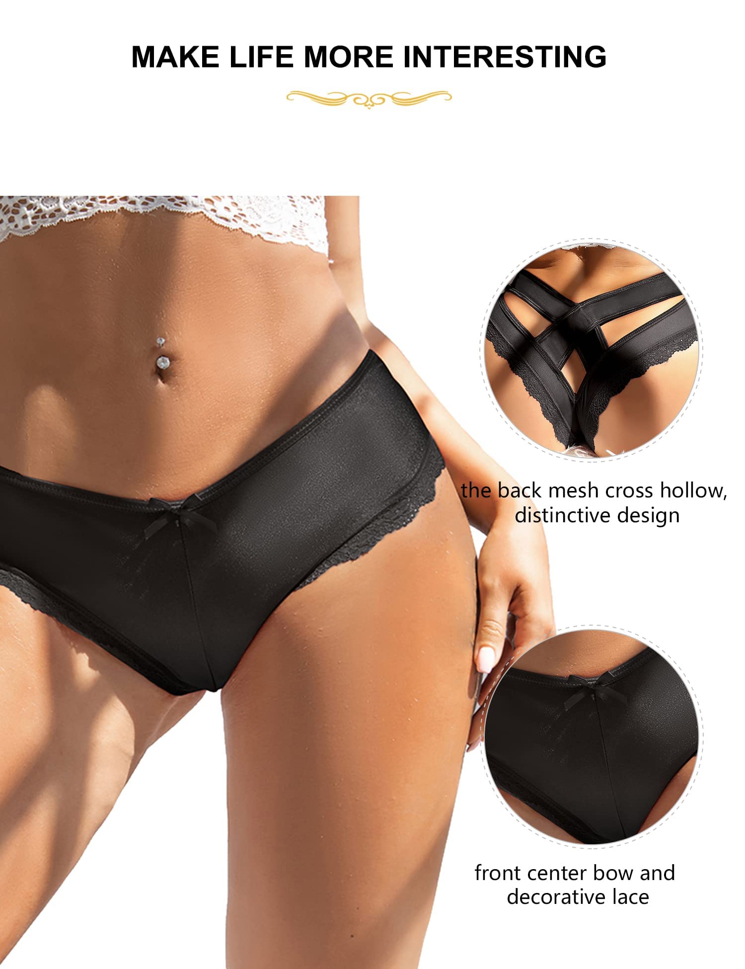 ohyeahlady Women Sexy Criss Cross Underwear Seamless Bikini Naughty Panty Brief Thong Cheeky Black - Vixen | Nova Network