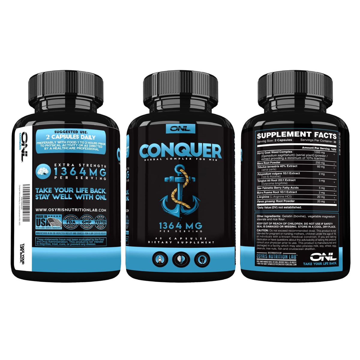 ONL Conquer Semen Volume Booster & Male Fertility Supplements, 60 Ct - Vixen Adult Playroom