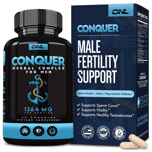 ONL Conquer Semen Volume Booster & Male Fertility Supplements, 60 Ct - Vixen Adult Playroom