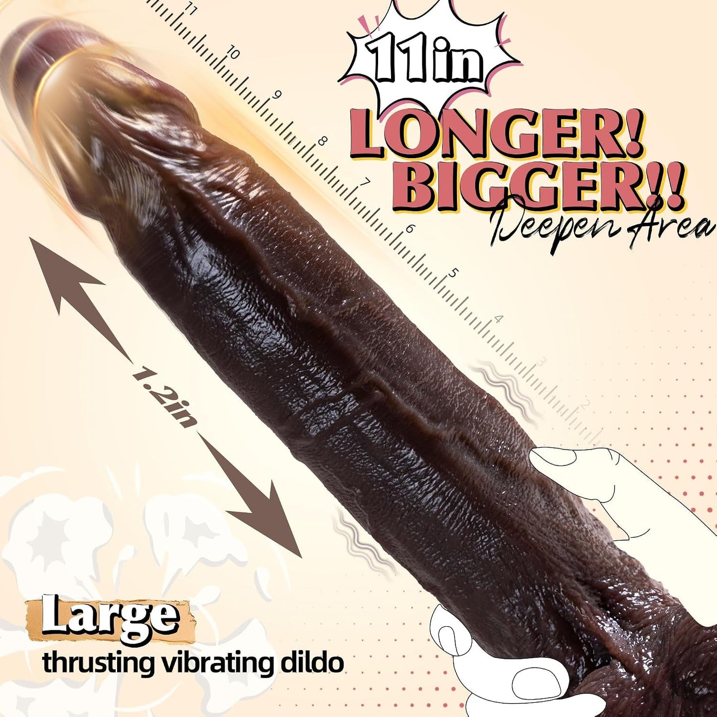 OnyxDeep 11" Thrusting Dildo – Heating, 7 Thrust & 10 Vibe Modes - Vixen Adult Playroom