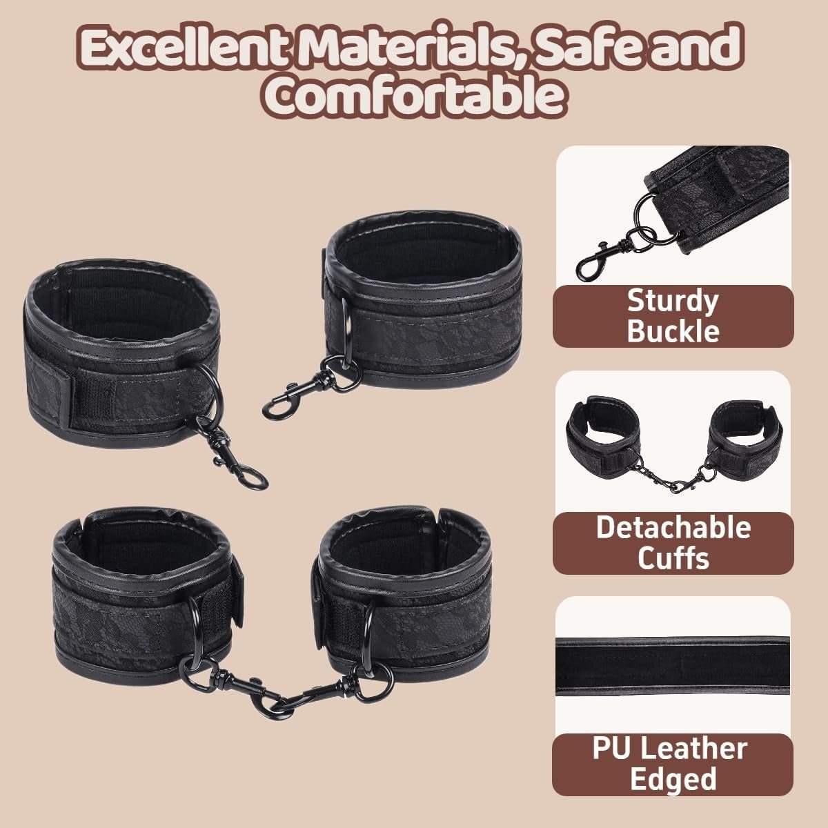 OpeningNight 11-Piece Bondage Kit | Spreader Bar & Cuffs - Vixen Adult Playroom