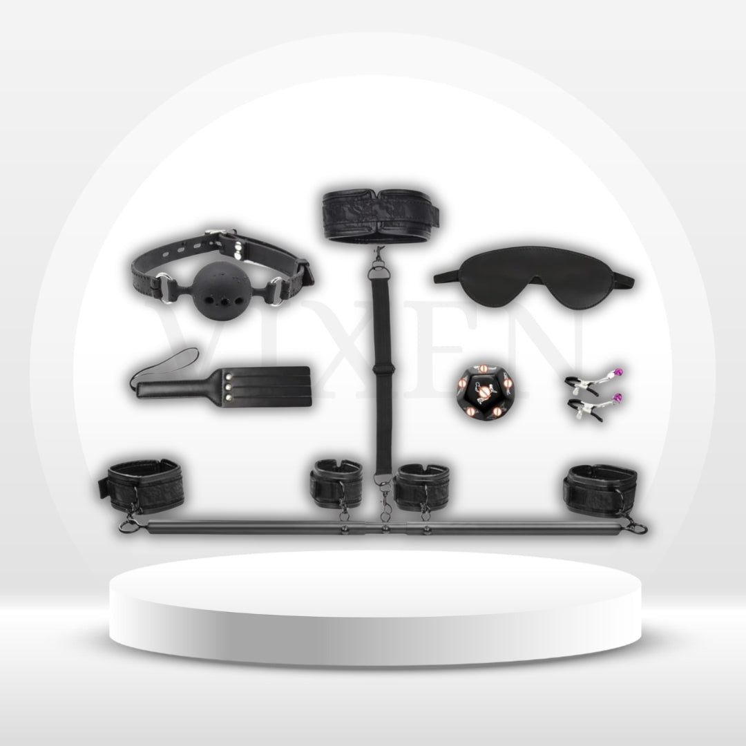 OpeningNight 11-Piece Bondage Kit | Spreader Bar & Cuffs - Vixen Adult Playroom