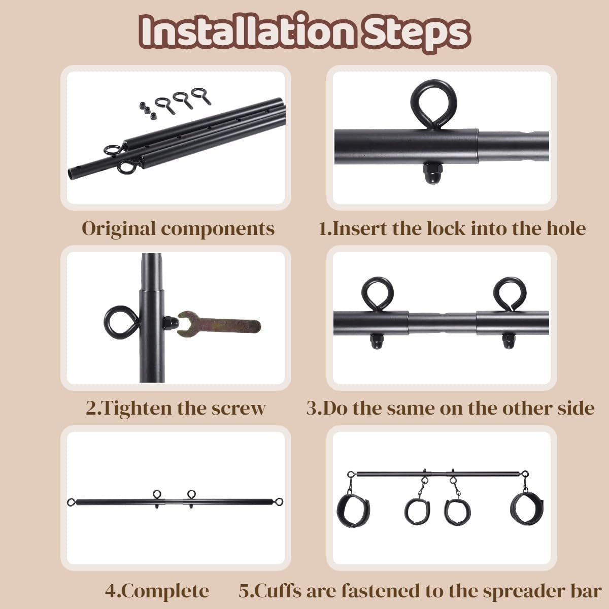 OpeningNight 11-Piece Bondage Kit | Spreader Bar & Cuffs - Vixen Adult Playroom