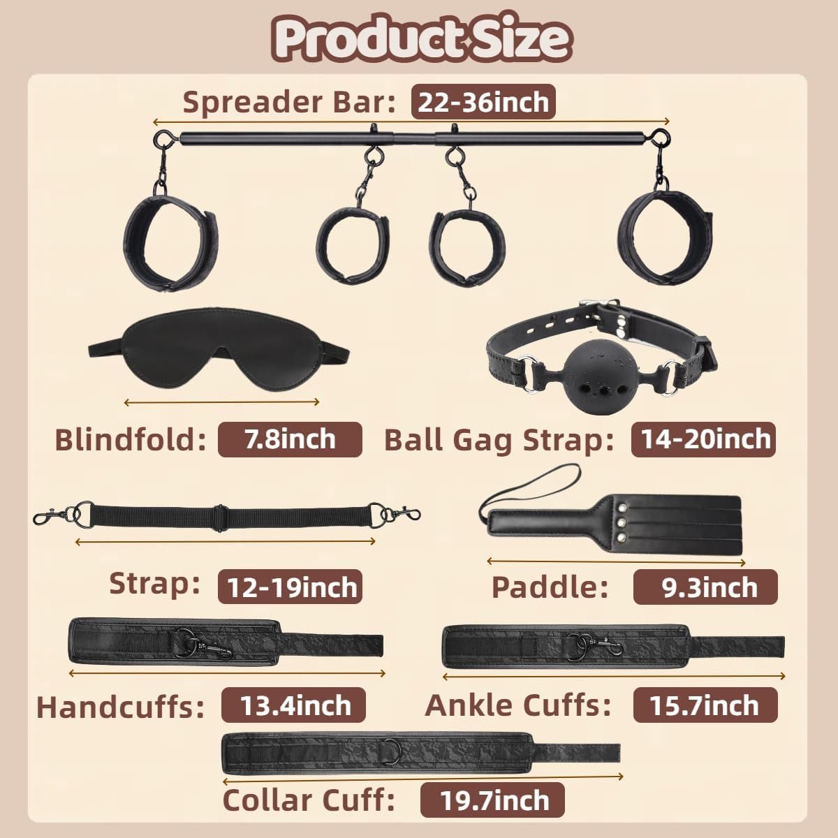 OpeningNight 11-Piece Bondage Kit | Spreader Bar & Cuffs - Vixen Adult Playroom