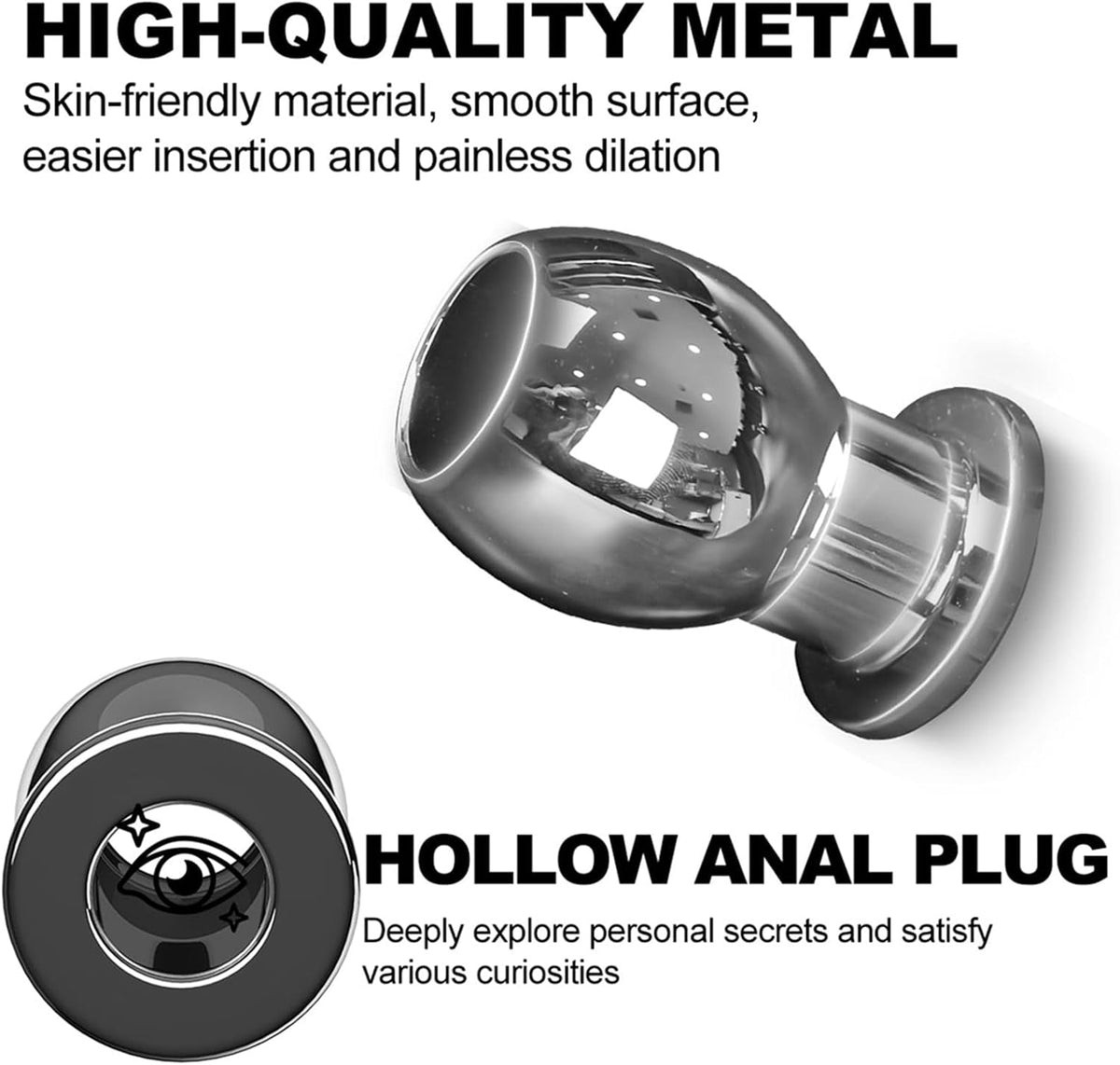 OpenSteel Hollow Tunnel Metal Butt Plug in Stainless Steel - Vixen Adult Playroom