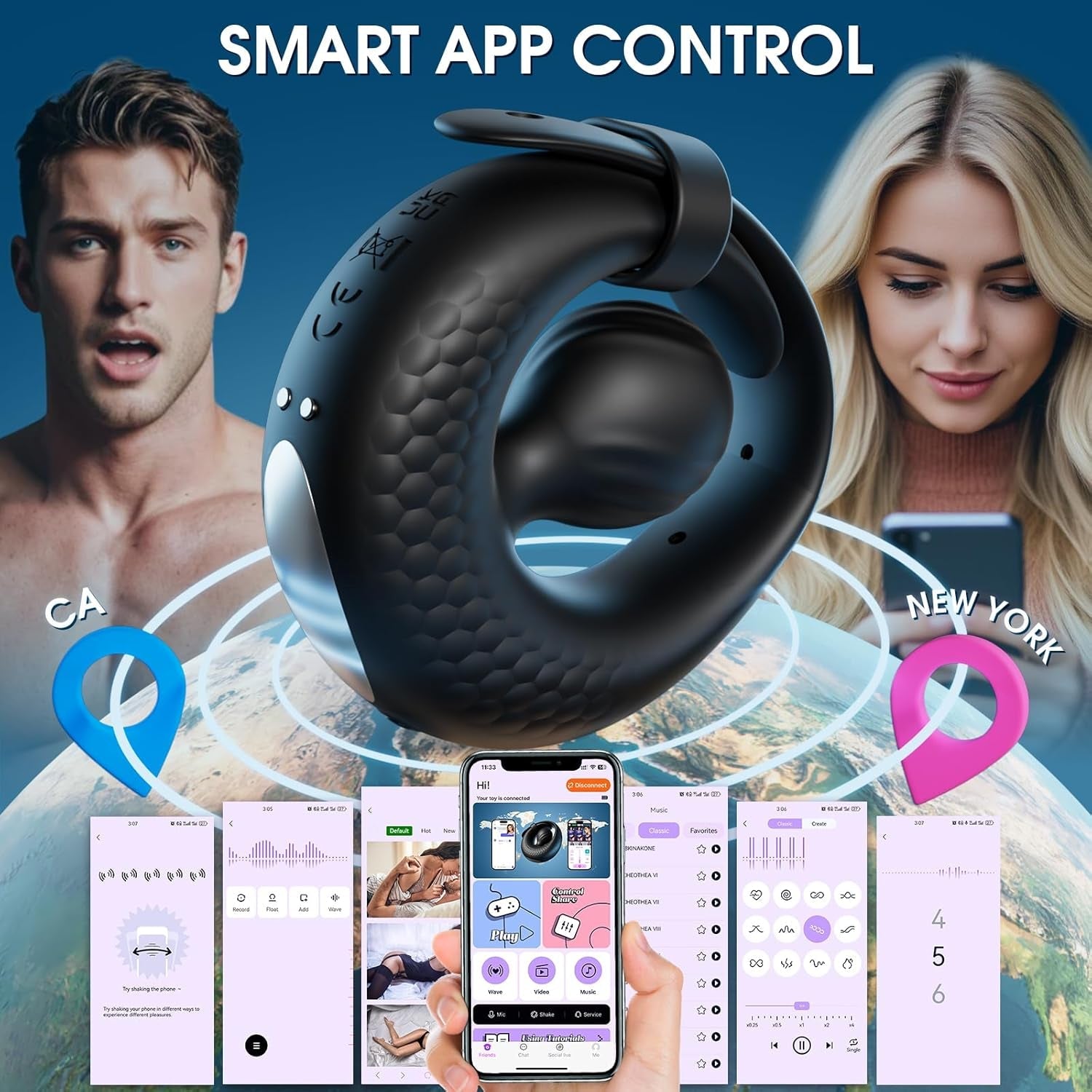 OrbPlay Adjustable Cock Ring Clit Stimulator 10 Modes | App Control - Vixen | Nova Network
