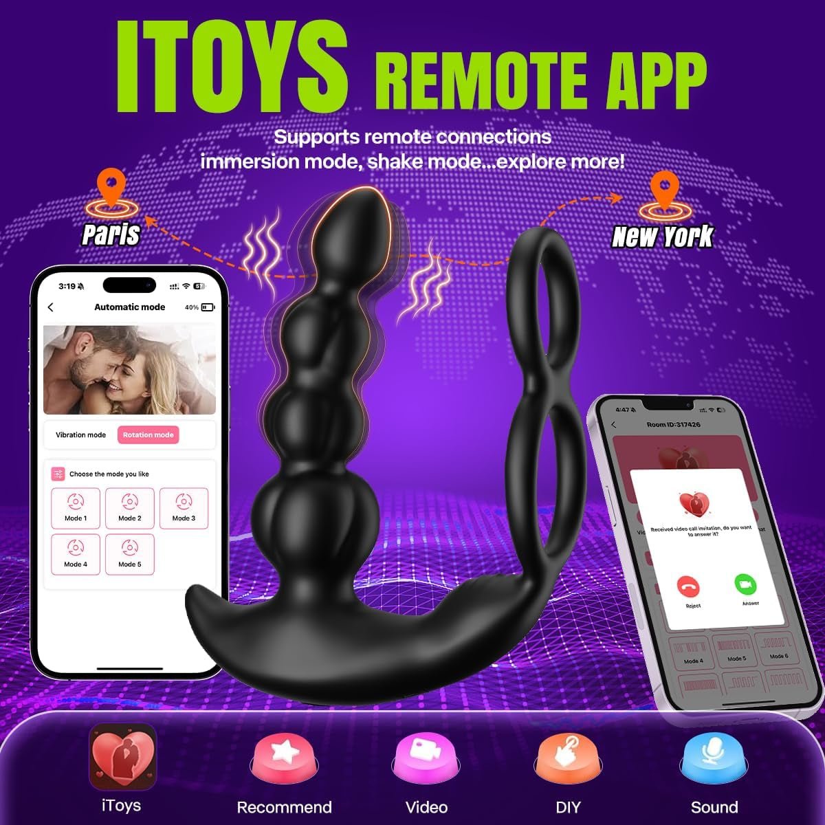 P - Glide 5 - in - 1 Prostate Massager with Cock Ring - Vixen | Nova Network