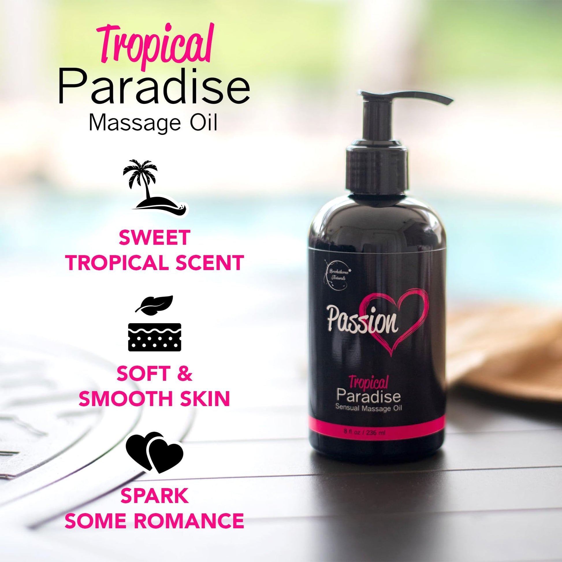 Passion Sensual Massage Oil for Date Night | 100% Natural Body Oil for Couples with Jojoba & Almond | Aromatherapy & Relaxing Massage Therapy | Valentines Day Gifts for Her | Tropical Paradise Scent - Vixen | Nova Network