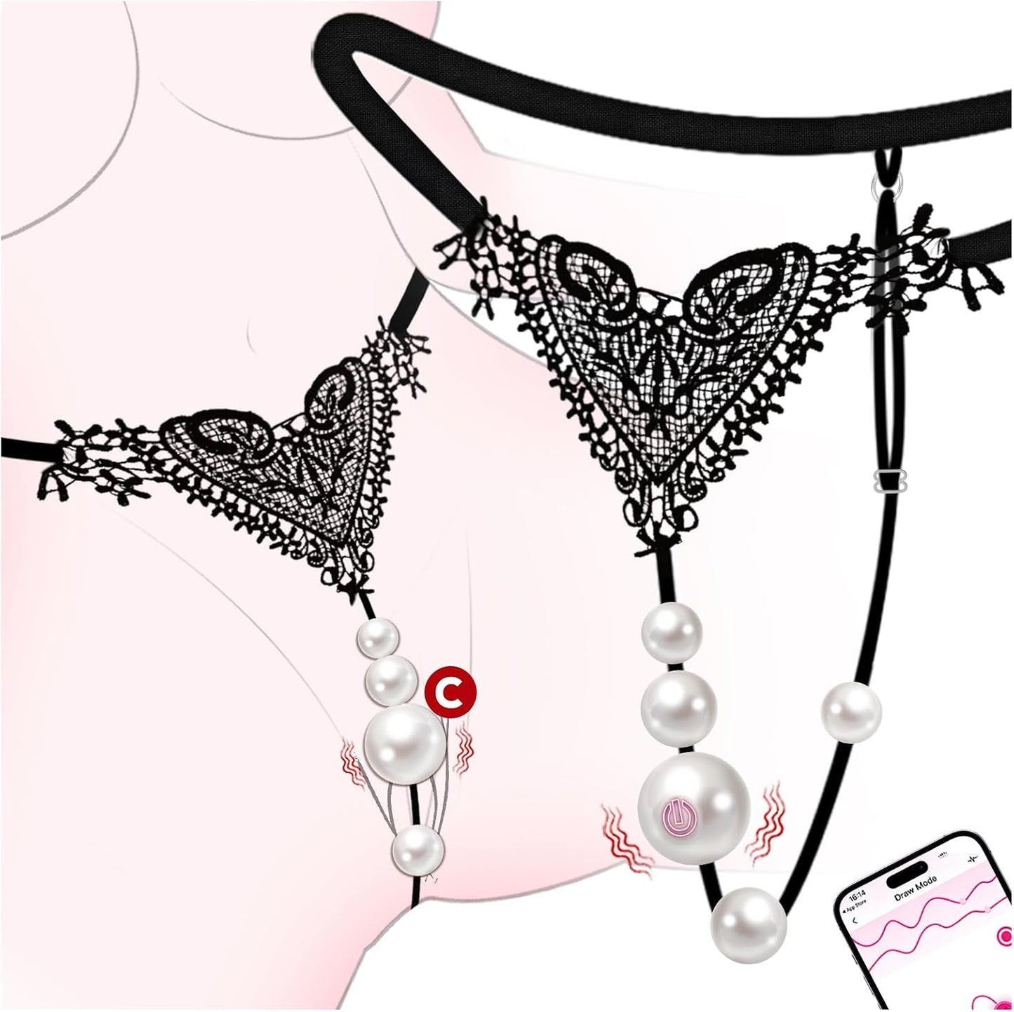 PearlLine Wearable Panty Vibrator | App & Remote, 9 Modes - Vixen Adult Playroom