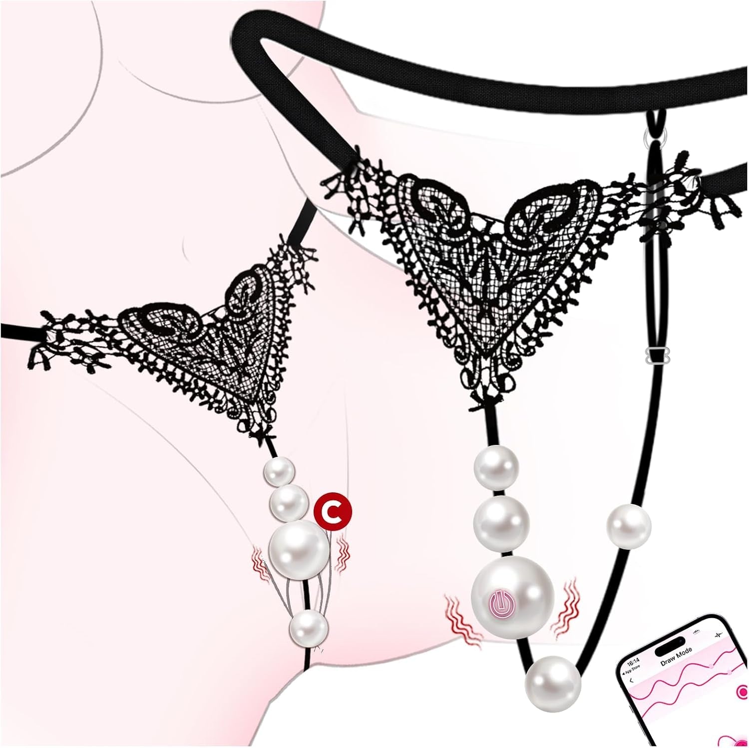 PearlLine Wearable Panty Vibrator | App & Remote, 9 Modes - Vixen Adult Playroom