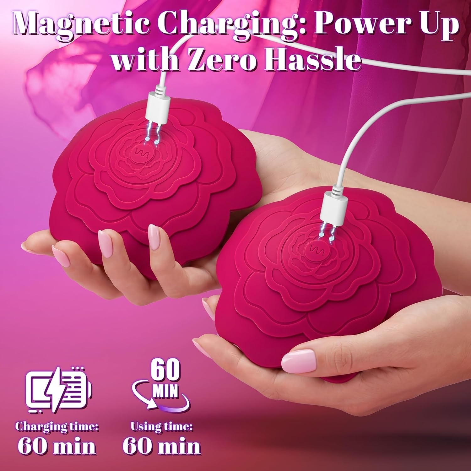 PetalBloom Wearable Rose Nipple Vibrators – Remote, 10 Modes - Vixen Adult Playroom