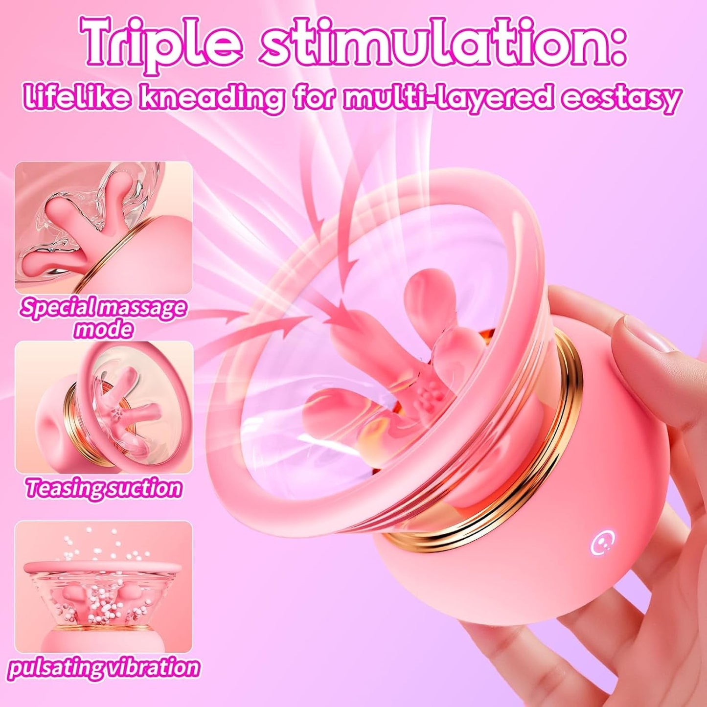 PetalClaw 3-in-1 Rose Nipple Sucker – Knead, Suck & Vibrate - Vixen Adult Playroom