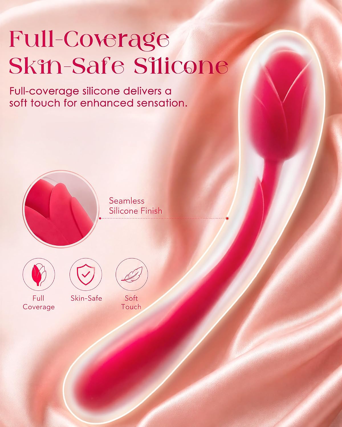 PetalCurve Bendable Rose Wand Vibrator for Clit and G-Spot Stimulation - Vixen Adult Playroom