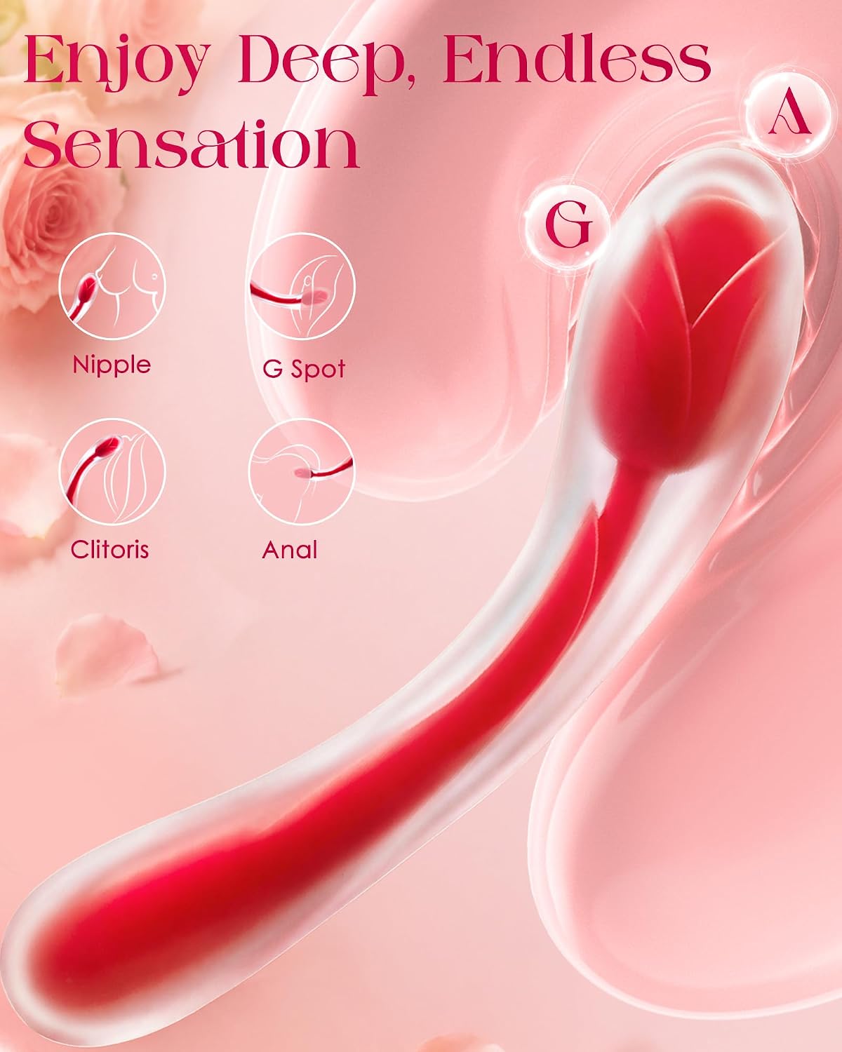 PetalCurve Bendable Rose Wand Vibrator for Clit and G-Spot Stimulation - Vixen Adult Playroom