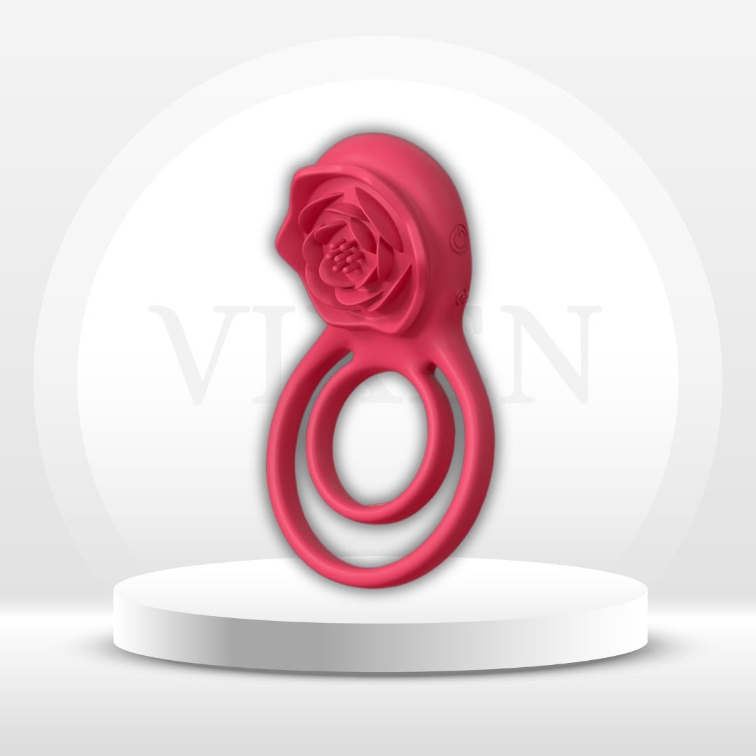 PetalLock Vibrating Cock Ring Rose Red Clitoral Stim 7 Modes - Vixen | Nova Network