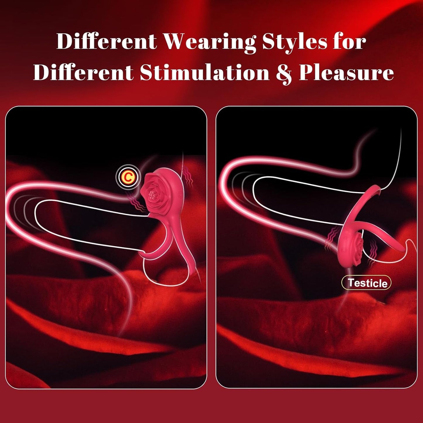 PetalLock Vibrating Cock Ring Rose Red Clitoral Stim 7 Modes - Vixen | Nova Network