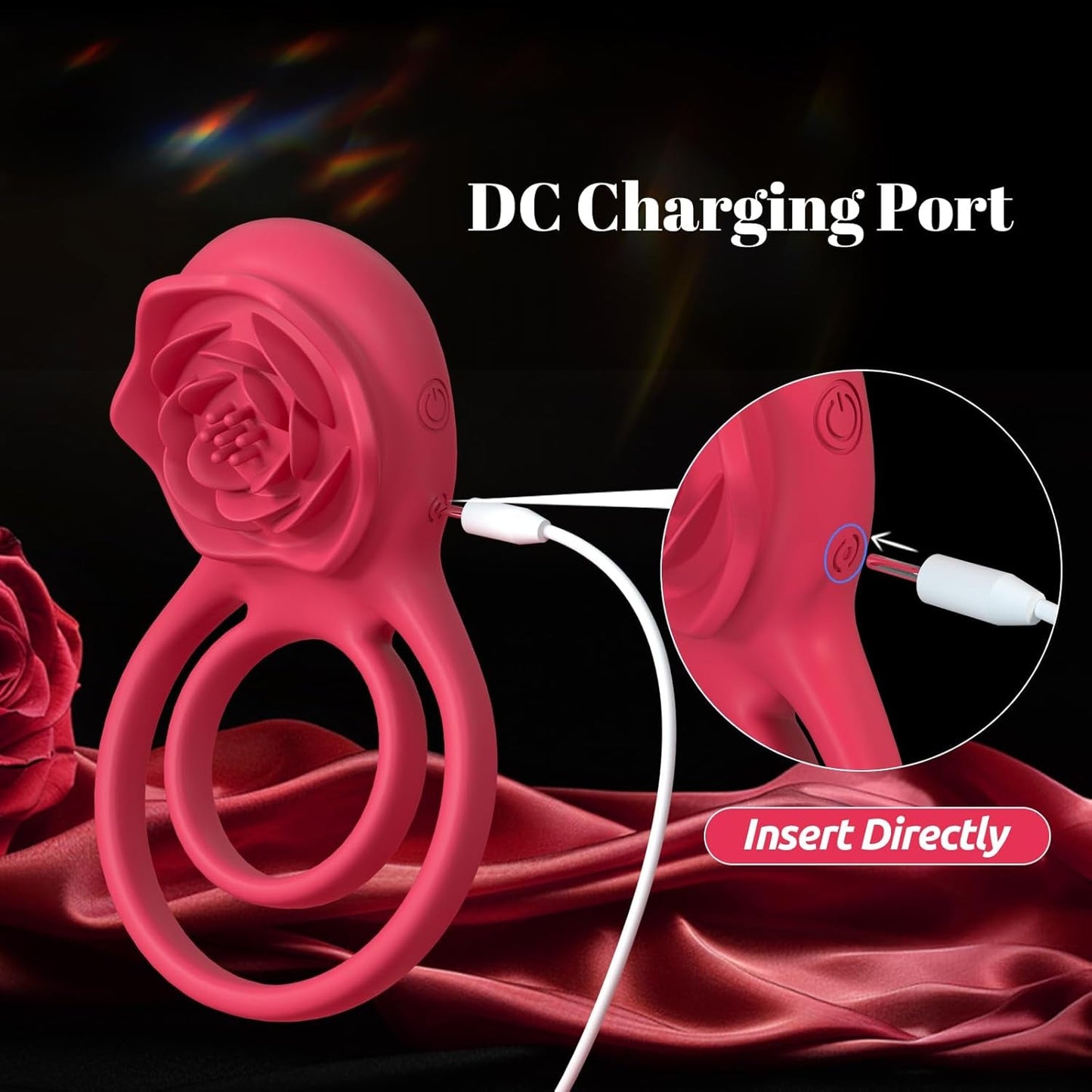 PetalLock Vibrating Cock Ring Rose Red Clitoral Stim 7 Modes - Vixen | Nova Network