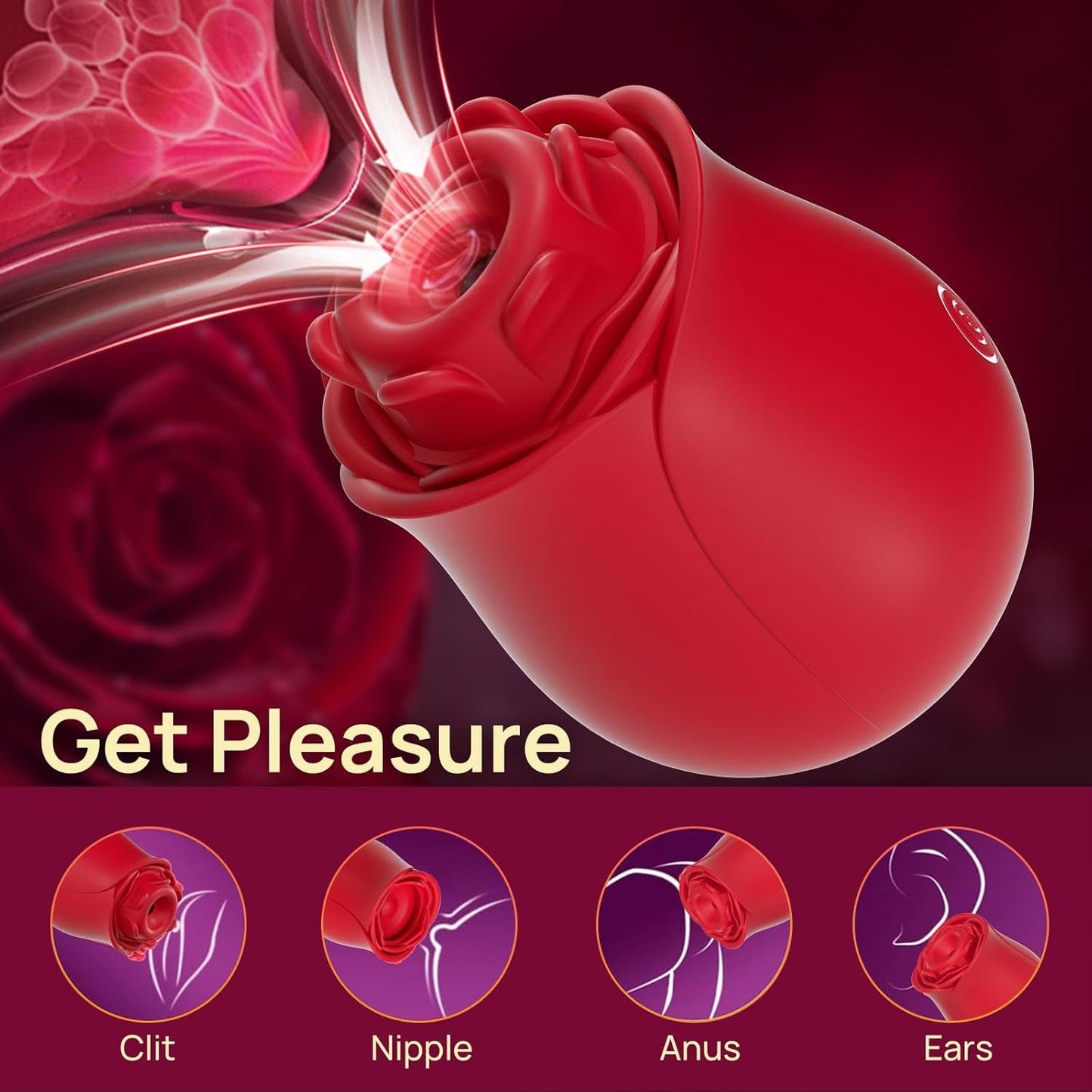 PetalSeal Rose Sucking Vibrator – Clit & Nipple Sucker, 10 Modes - Vixen Adult Playroom