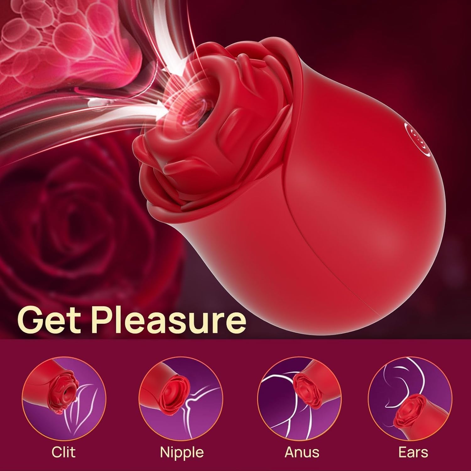 PetalSeal Rose Sucking Vibrator – Clit & Nipple Sucker, 10 Modes - Vixen Adult Playroom